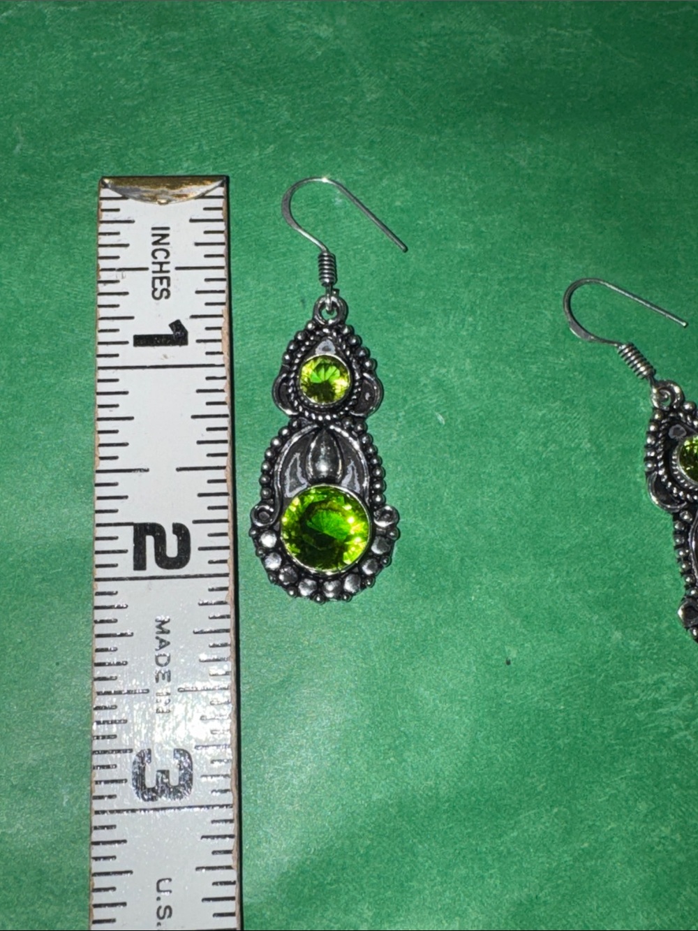 Silver Peridot Earrings - Picture 9 of 10